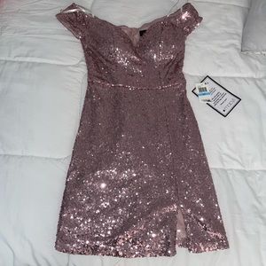 Brand New Marcys Rose Gold sequin short dress